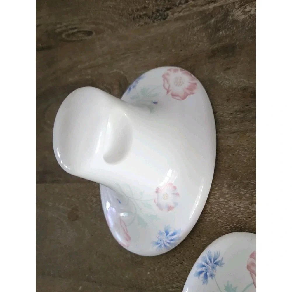 Vtg Cottagecore Melard Porcelain Bath Towel Rod Holders + Toothbrush/Cup Holder